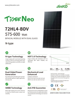 Двостороння сонячна панель Jinko Solar JKM-585N-72HL4-BDV: ефективність 22,65%, 2338×1140×30мм, 