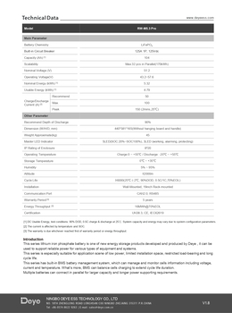 Аккумуляторная батарея 5,3кВт Deye RW-M5.3 Pro 51.2V 104AH заряд/разряд 1С настенный монтаж