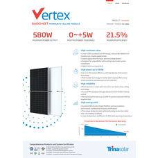 Сонячна панель 575Вт Trina Solar TSM-DE19R 575 з ККД 21,3% та терміном служби 30 років
