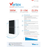  Сонячна панель 580Вт Trina Solar Vertex 580W TSM-DE19R 21,5% 2384×1134×35мм 29.6 кг Tier 1