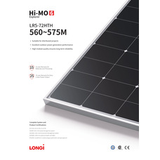 Солнечная панель 575Вт Longi Solar LR5-72HTH-575M HI-MO X6 Explorer, КПД 22,3%, 13,1А, 2278×1134×35мм, 27,5кг, 25лет.