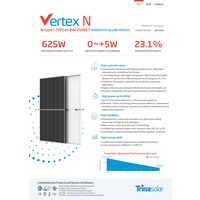 Сонячна панель 610Вт Trina Solar Vertex N TSM-NE19R.610W N-type i-TOPCon BACKSHEET, 22,6%. Розмір 2384×1134×35мм, 27,9кг.