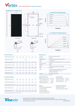 Солнечная панель 610Вт Trina Solar Vertex N TSM-NE19R.610W N-тип i-TOPCon BACKSHEET, 22,6%. Размер 2384×1134×35мм, 27,9кг.