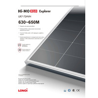 Сонячна панель 645Вт Longi Solar LR7-72HVH-645M Hi-MO X10 Explorer BC-CELL, ККД 23,9%, 53,80В, 15,21А, 2382×1134×30мм, 28.5kg, 30років	