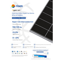 Солнечная панель 710Вт двухсторонняя Risen Solar RSM132-8-710BNDG Hyper-ion Bifacial 2384×1303×33мм, 37,5кг