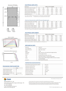 Солнечная панель 710Вт Risen Solar RSM132-8-710BNDG: двусторонняя Hyper-ion Bifacial, размерами 2384х1303х33мм