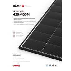 Новая солнечная панель 440Вт 7 поколения LONGi LR8-48HGD 440М HiMO 7 Preliminary 30лет генерации, чорная рамка, двухсторонняя