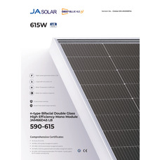 Солнечная панель 615Вт JA Solar JAM66D45-615/LB 615 Wp, Bificial, n-type 2382х1134х30 33кг двухстороння