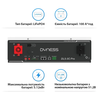 Акумулятор 5кВт Dyness DL5.0C Pro 51.2v 100ah, 5.12kwh LiFePo4(DL5.0C Pro)        