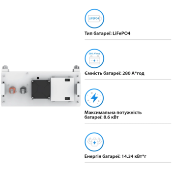 Аккумулятор 14,3кВт DEYE BOS-B LiFePO4 HV 51.2V 280Ah 14.3kWh высоковольтный